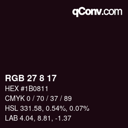 カラーコード: RGB 27 8 17 | qconv.com