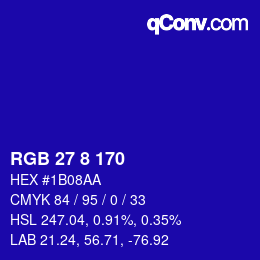 Color code: RGB 27 8 170 | qconv.com