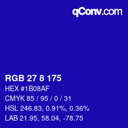 カラーコード: RGB 27 8 175 | qconv.com