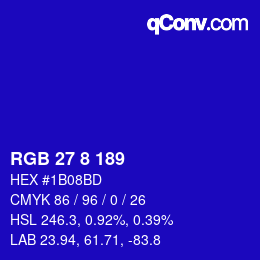 Color code: RGB 27 8 189 | qconv.com