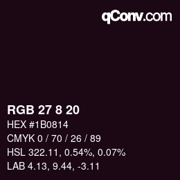 カラーコード: RGB 27 8 20 | qconv.com