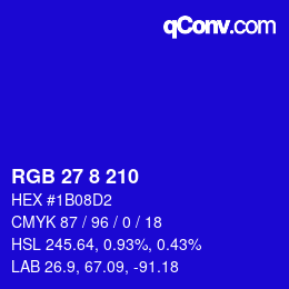 Color code: RGB 27 8 210 | qconv.com