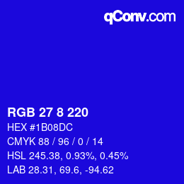 カラーコード: RGB 27 8 220 | qconv.com