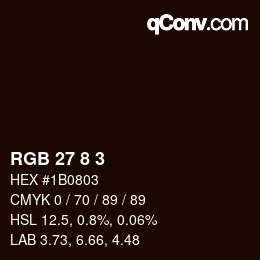 Color code: RGB 27 8 3 | qconv.com