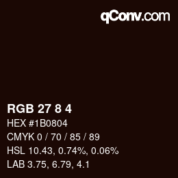 カラーコード: RGB 27 8 4 | qconv.com