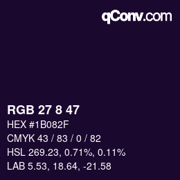 Color code: RGB 27 8 47 | qconv.com
