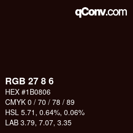 カラーコード: RGB 27 8 6 | qconv.com
