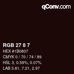 カラーコード: RGB 27 8 7 | qconv.com