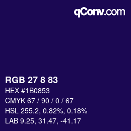 カラーコード: RGB 27 8 83 | qconv.com