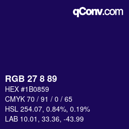 颜色代码: RGB 27 8 89 | qconv.com