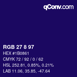 Color code: RGB 27 8 97 | qconv.com