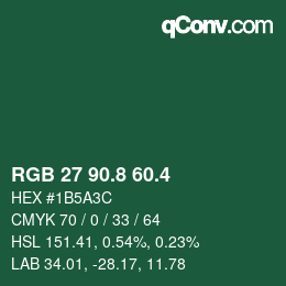 カラーコード: RGB 27 90.8 60.4 | qconv.com