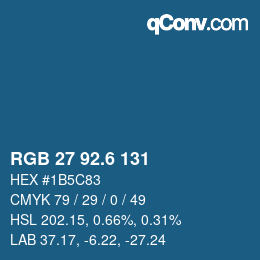 カラーコード: RGB 27 92.6 131 | qconv.com