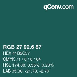 カラーコード: RGB 27 92.6 87 | qconv.com