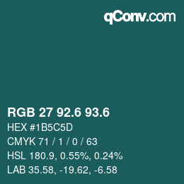 カラーコード: RGB 27 92.6 93.6 | qconv.com