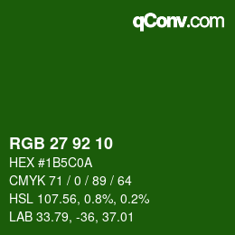 颜色代码: RGB 27 92 10 | qconv.com