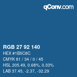 カラーコード: RGB 27 92 140 | qconv.com