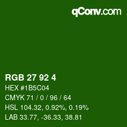 カラーコード: RGB 27 92 4 | qconv.com