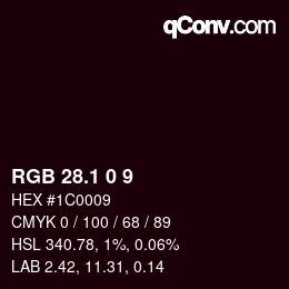 カラーコード: RGB 28.1 0 9 | qconv.com