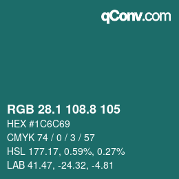 カラーコード: RGB 28.1 108.8 105 | qconv.com