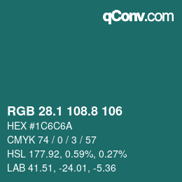 Color code: RGB 28.1 108.8 106 | qconv.com