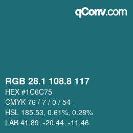 Color code: RGB 28.1 108.8 117 | qconv.com