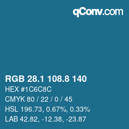 Color code: RGB 28.1 108.8 140 | qconv.com