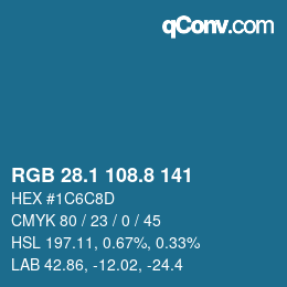 カラーコード: RGB 28.1 108.8 141 | qconv.com