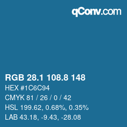 カラーコード: RGB 28.1 108.8 148 | qconv.com