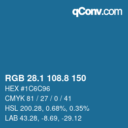 Color code: RGB 28.1 108.8 150 | qconv.com