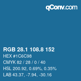 カラーコード: RGB 28.1 108.8 152 | qconv.com