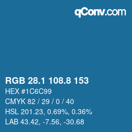 カラーコード: RGB 28.1 108.8 153 | qconv.com