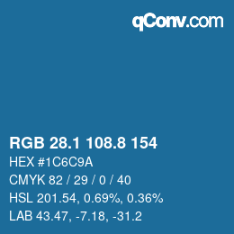 Color code: RGB 28.1 108.8 154 | qconv.com