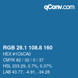 Color code: RGB 28.1 108.8 160 | qconv.com