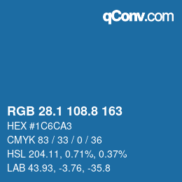 Color code: RGB 28.1 108.8 163 | qconv.com