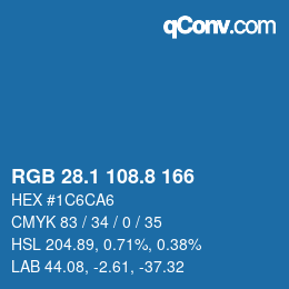 カラーコード: RGB 28.1 108.8 166 | qconv.com