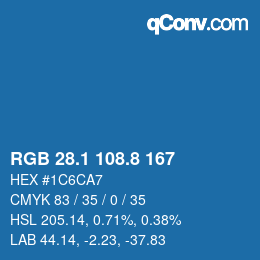 カラーコード: RGB 28.1 108.8 167 | qconv.com