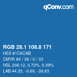 カラーコード: RGB 28.1 108.8 171 | qconv.com