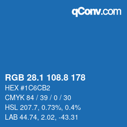 Color code: RGB 28.1 108.8 178 | qconv.com