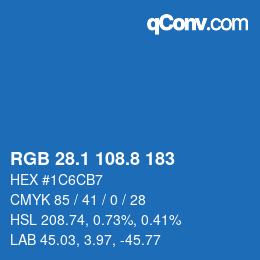 Color code: RGB 28.1 108.8 183 | qconv.com
