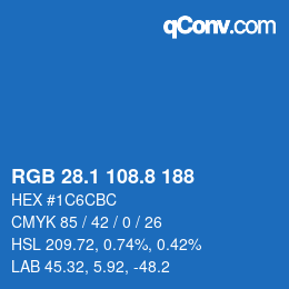 Color code: RGB 28.1 108.8 188 | qconv.com