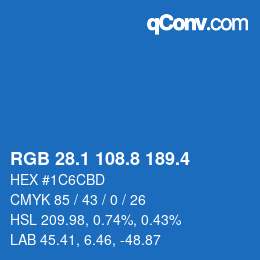 カラーコード: RGB 28.1 108.8 189.4 | qconv.com
