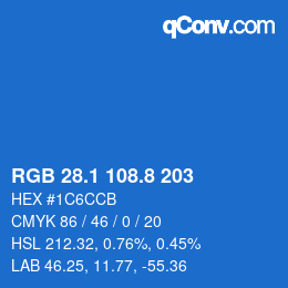 Color code: RGB 28.1 108.8 203 | qconv.com