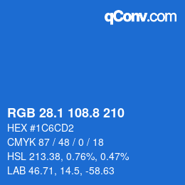 カラーコード: RGB 28.1 108.8 210 | qconv.com