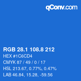 Color code: RGB 28.1 108.8 212 | qconv.com