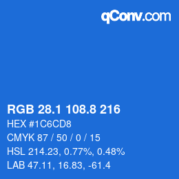カラーコード: RGB 28.1 108.8 216 | qconv.com