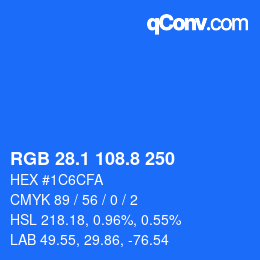 カラーコード: RGB 28.1 108.8 250 | qconv.com