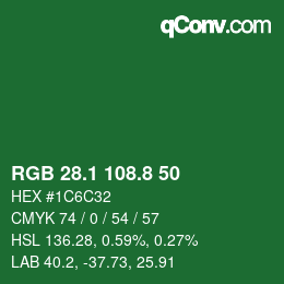 カラーコード: RGB 28.1 108.8 50 | qconv.com