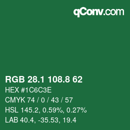 カラーコード: RGB 28.1 108.8 62 | qconv.com