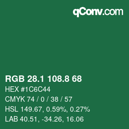 Color code: RGB 28.1 108.8 68 | qconv.com
